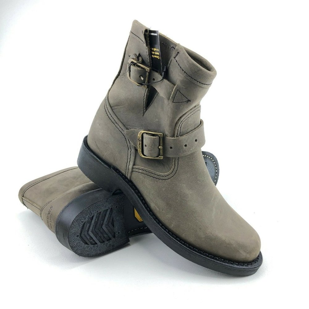 Chippewa Raynard 7" Grey Leather Engineer Boots 6M